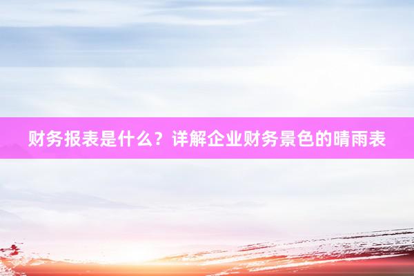 财务报表是什么？详解企业财务景色的晴雨表
