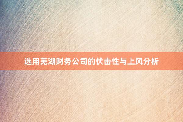 选用芜湖财务公司的伏击性与上风分析